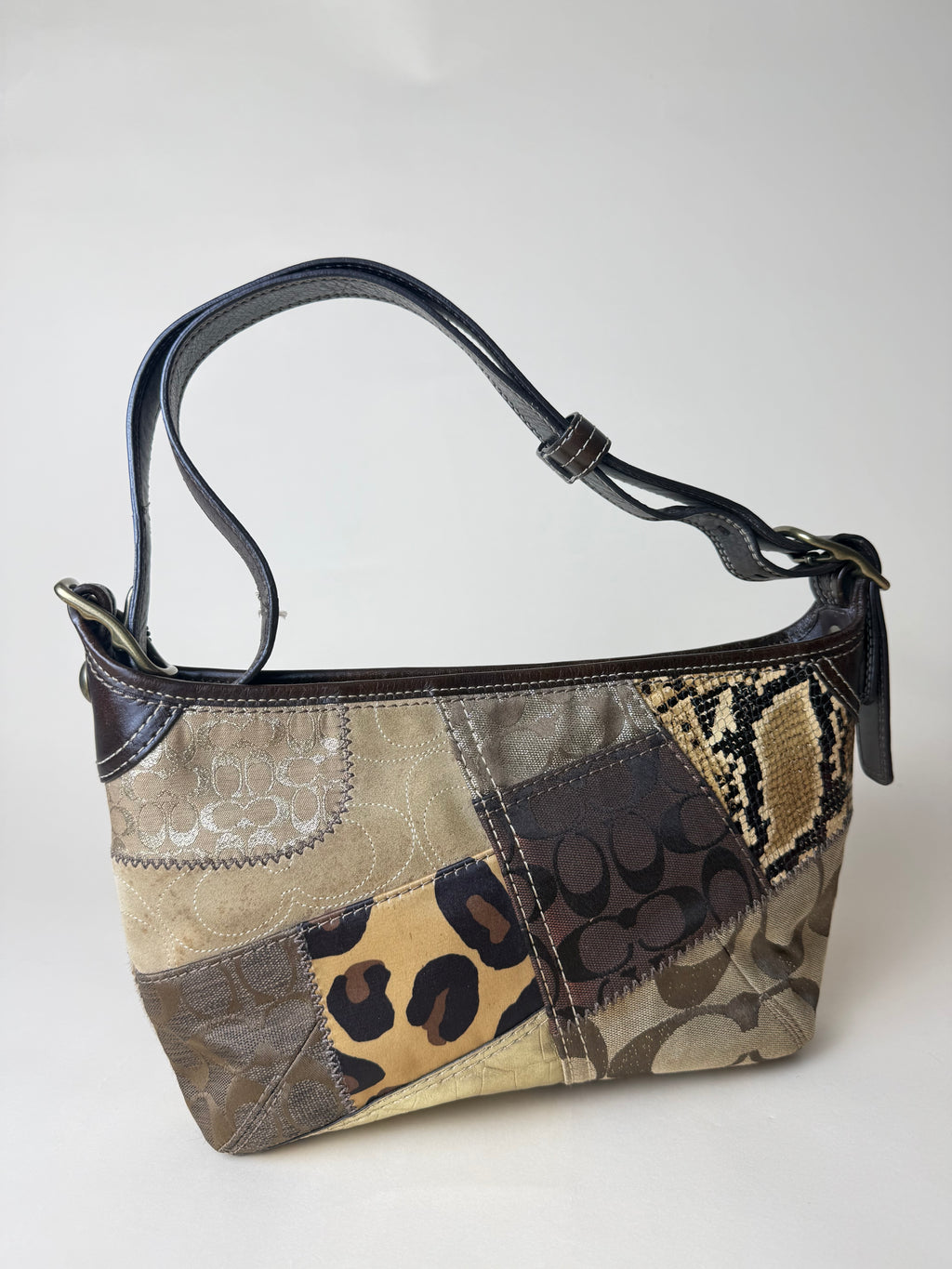 Coach Leopard Patchwork Convertible 2WAY shoulder Bag