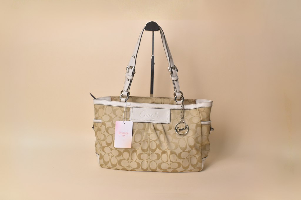 Coach Signature Gallery Turnlock Tote – Khaki/Ivory