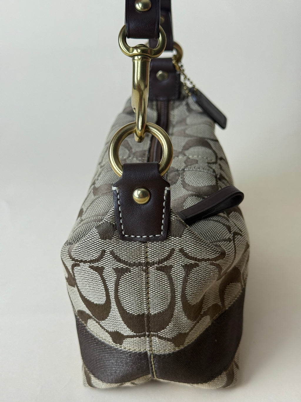 Coach Signature Mini Zip Shoulder Bag - Brown