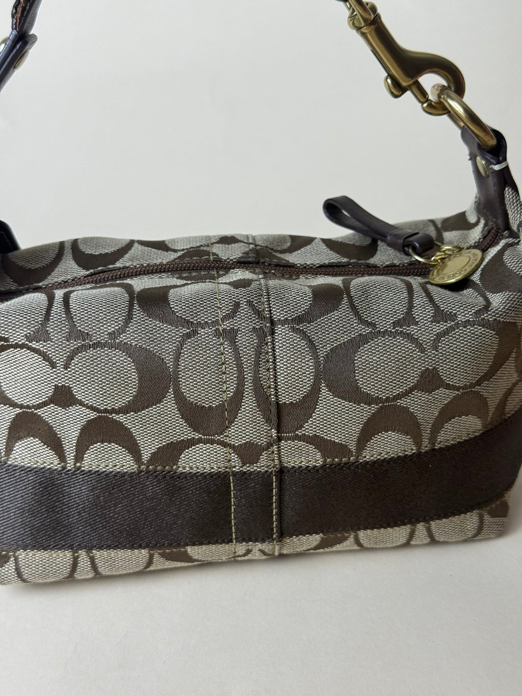 Coach Signature Mini Zip Shoulder Bag - Brown