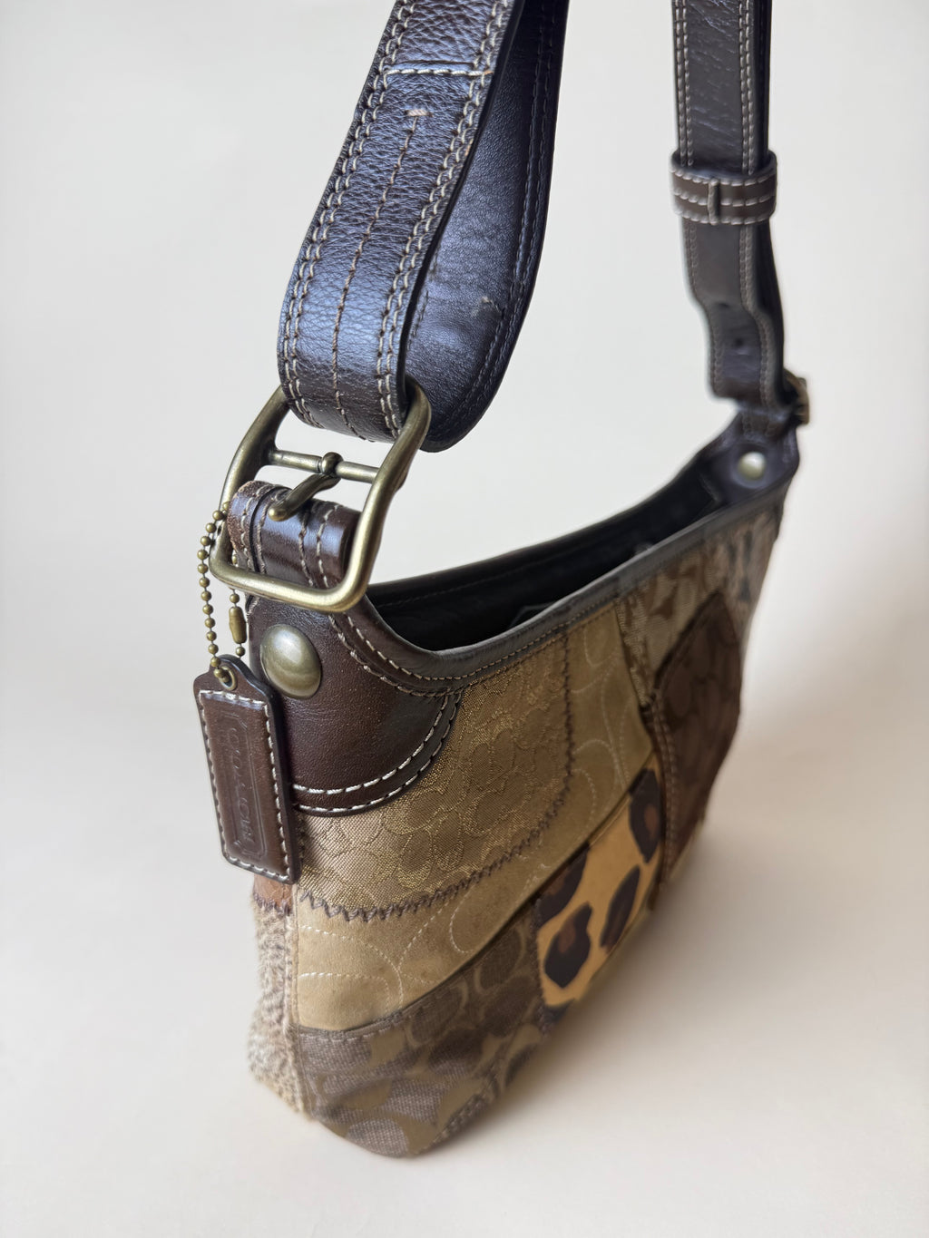 Coach Leopard Patchwork Convertible 2WAY shoulder Bag