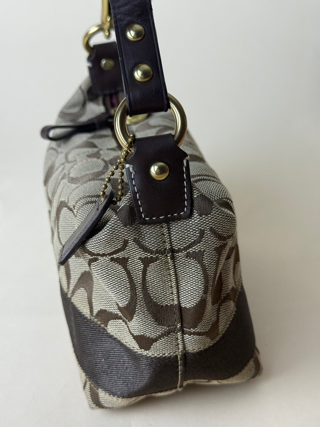 Coach Signature Mini Zip Shoulder Bag - Brown