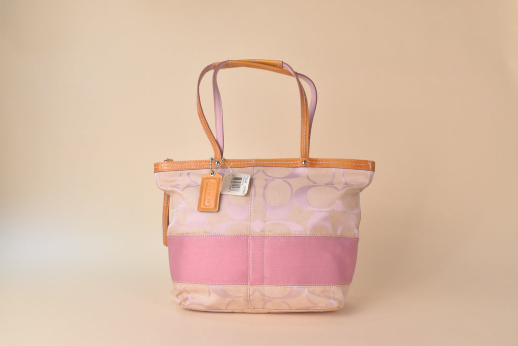 Coach Signature Stripe Tote – Pink Multi