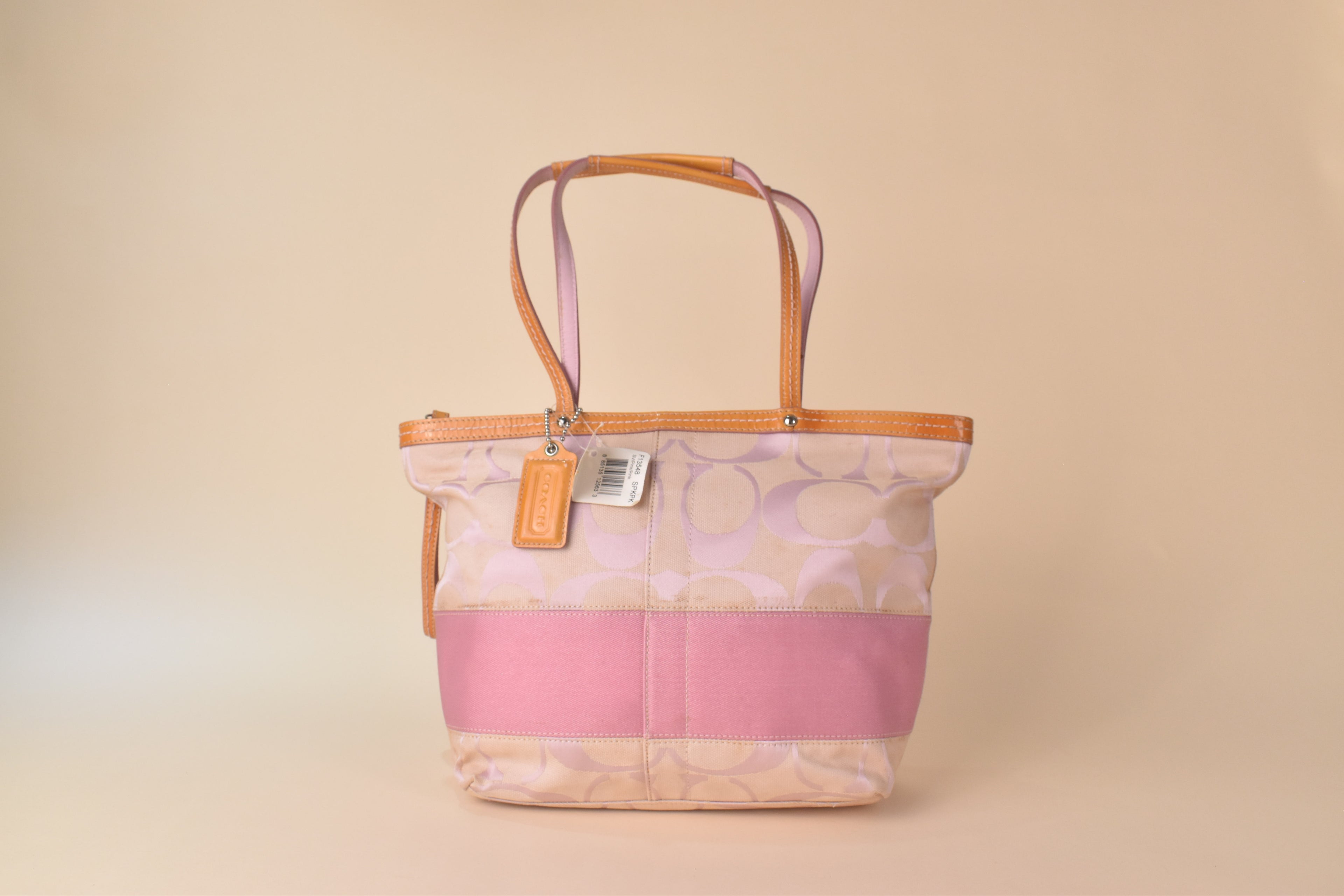 Coach Signature Stripe Tote – Pink Multi