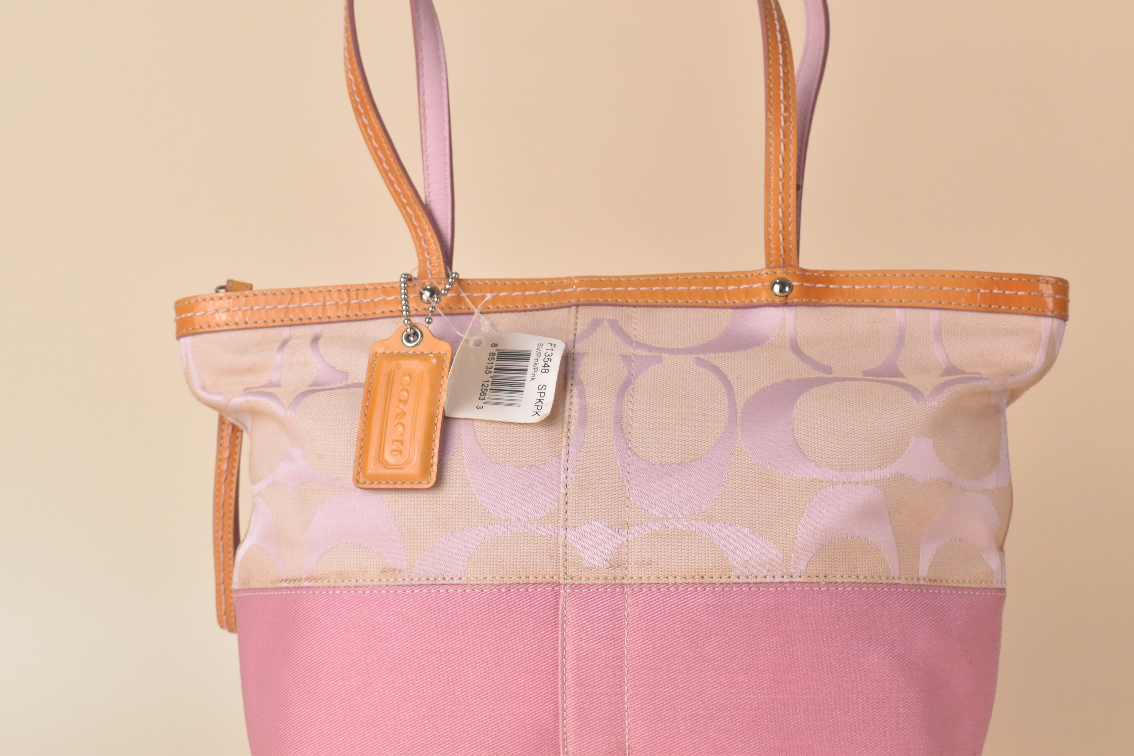 Coach Signature Stripe Tote – Pink Multi