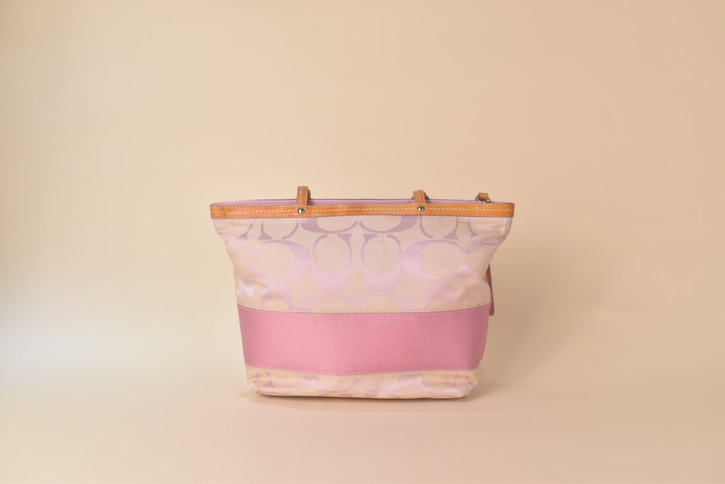 Coach Signature Stripe Tote – Pink Multi