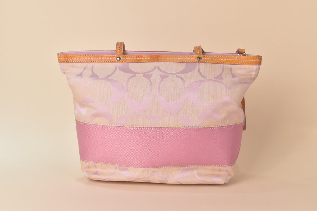 Coach Signature Stripe Tote – Pink Multi