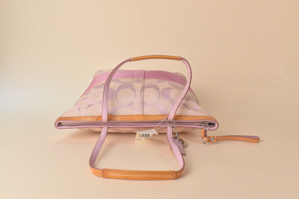 Coach Signature Stripe Tote – Pink Multi