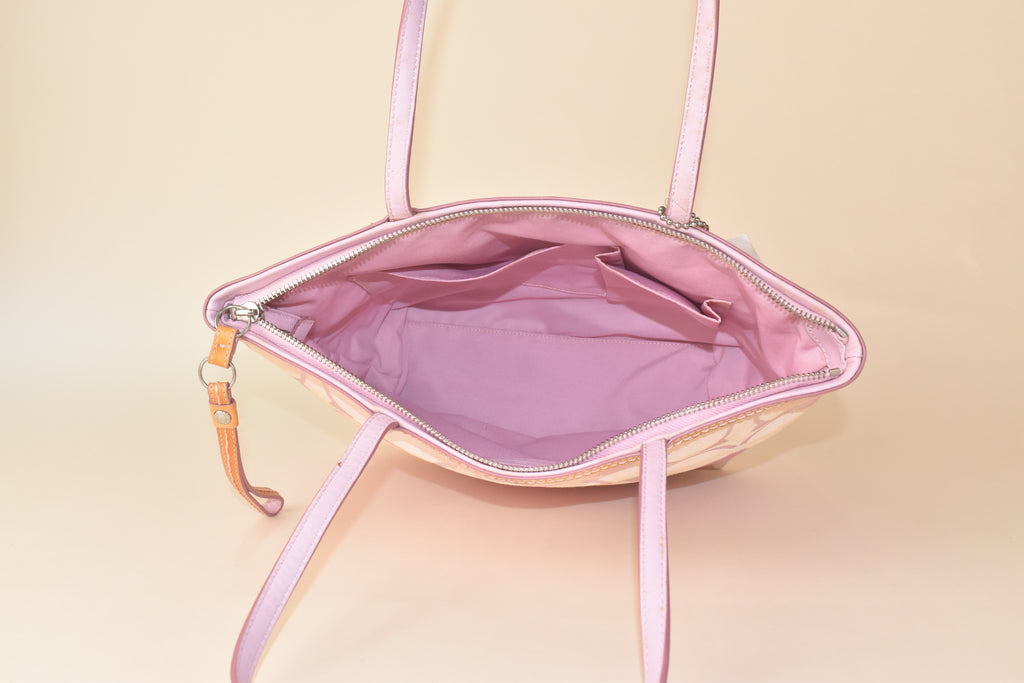 Coach Signature Stripe Tote – Pink Multi