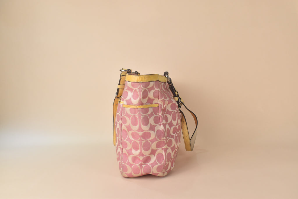 Coach Signature Multifunction Tote – Pink/Yellow