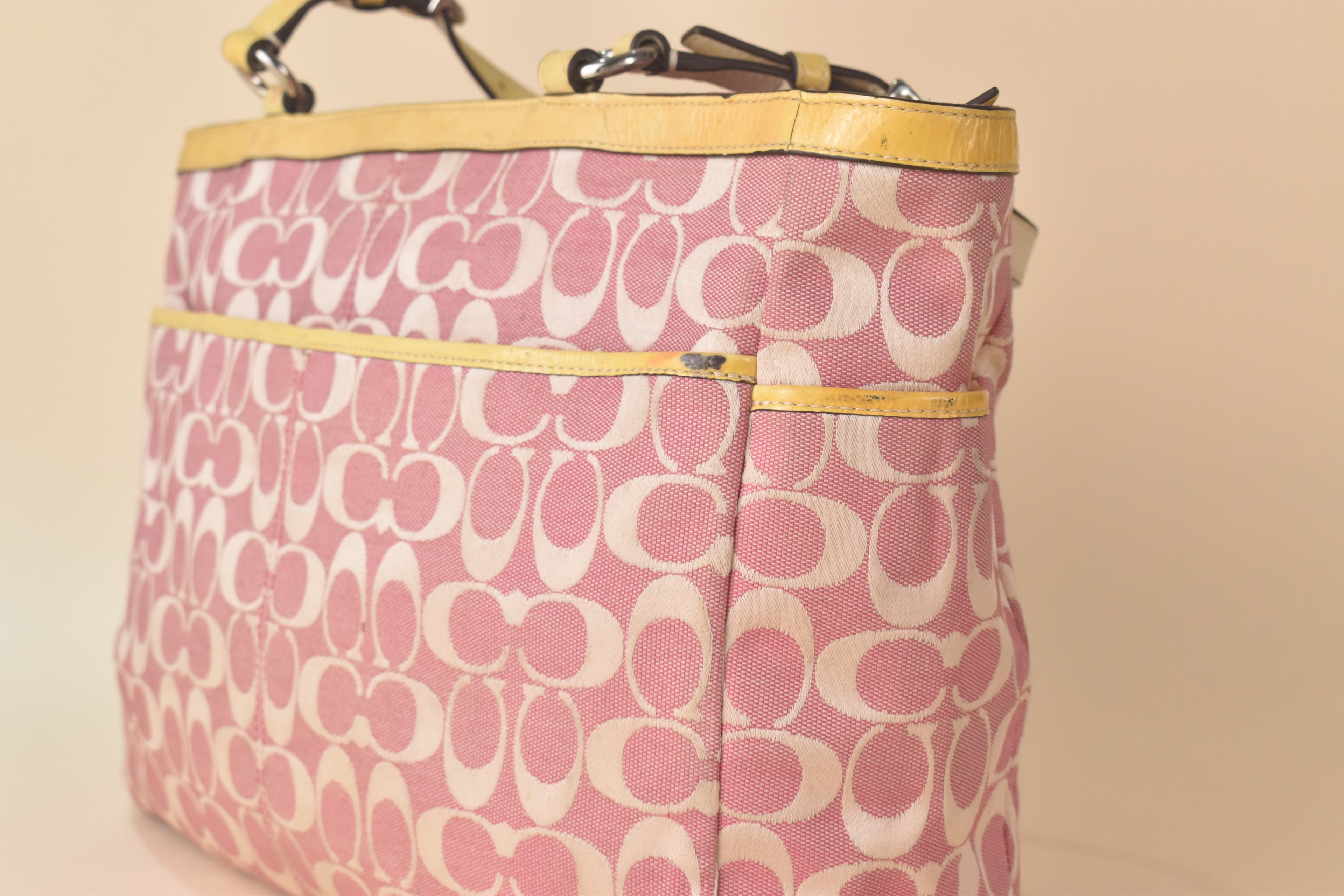Coach Signature Multifunction Tote – Pink/Yellow