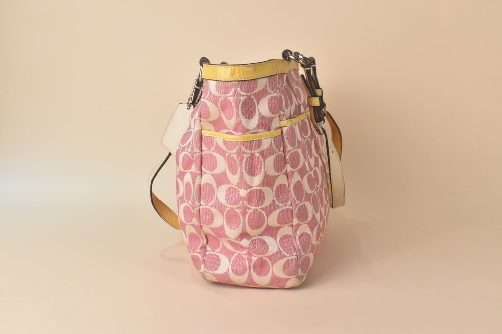 Coach Signature Multifunction Tote – Pink/Yellow