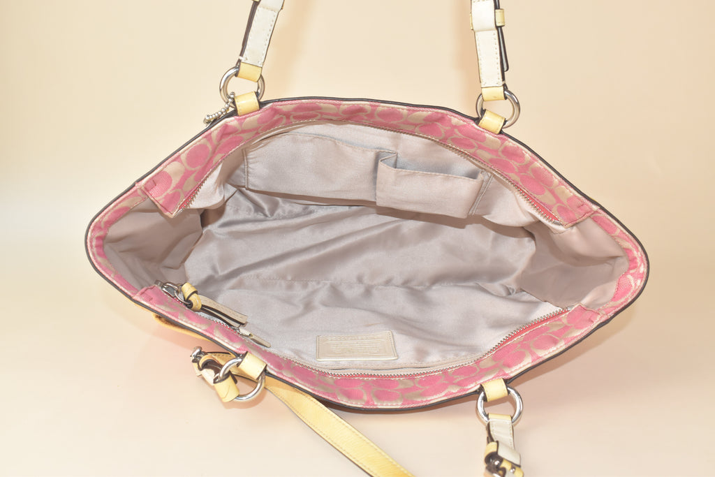 Coach Signature Multifunction Tote – Pink/Yellow