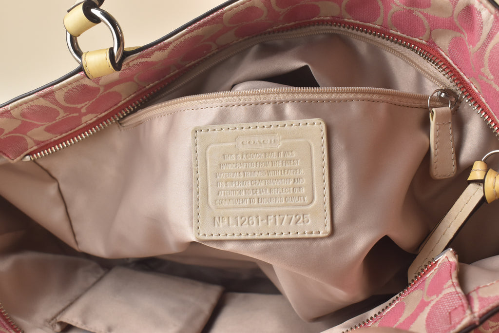 Coach Signature Multifunction Tote – Pink/Yellow