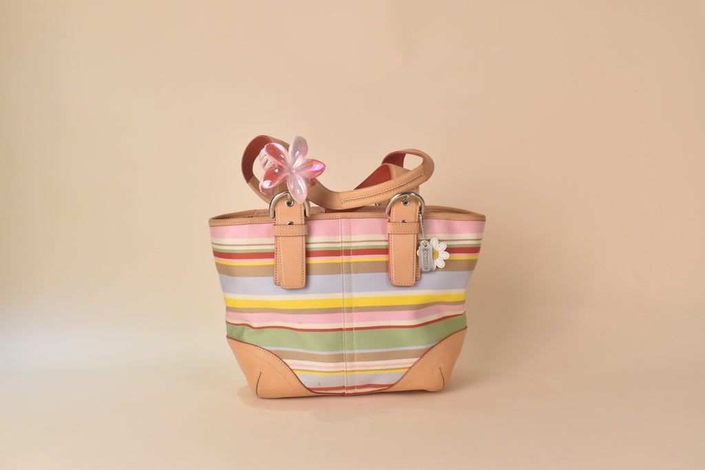 Coach Hamptons Weekend Stripe Tote - Multi