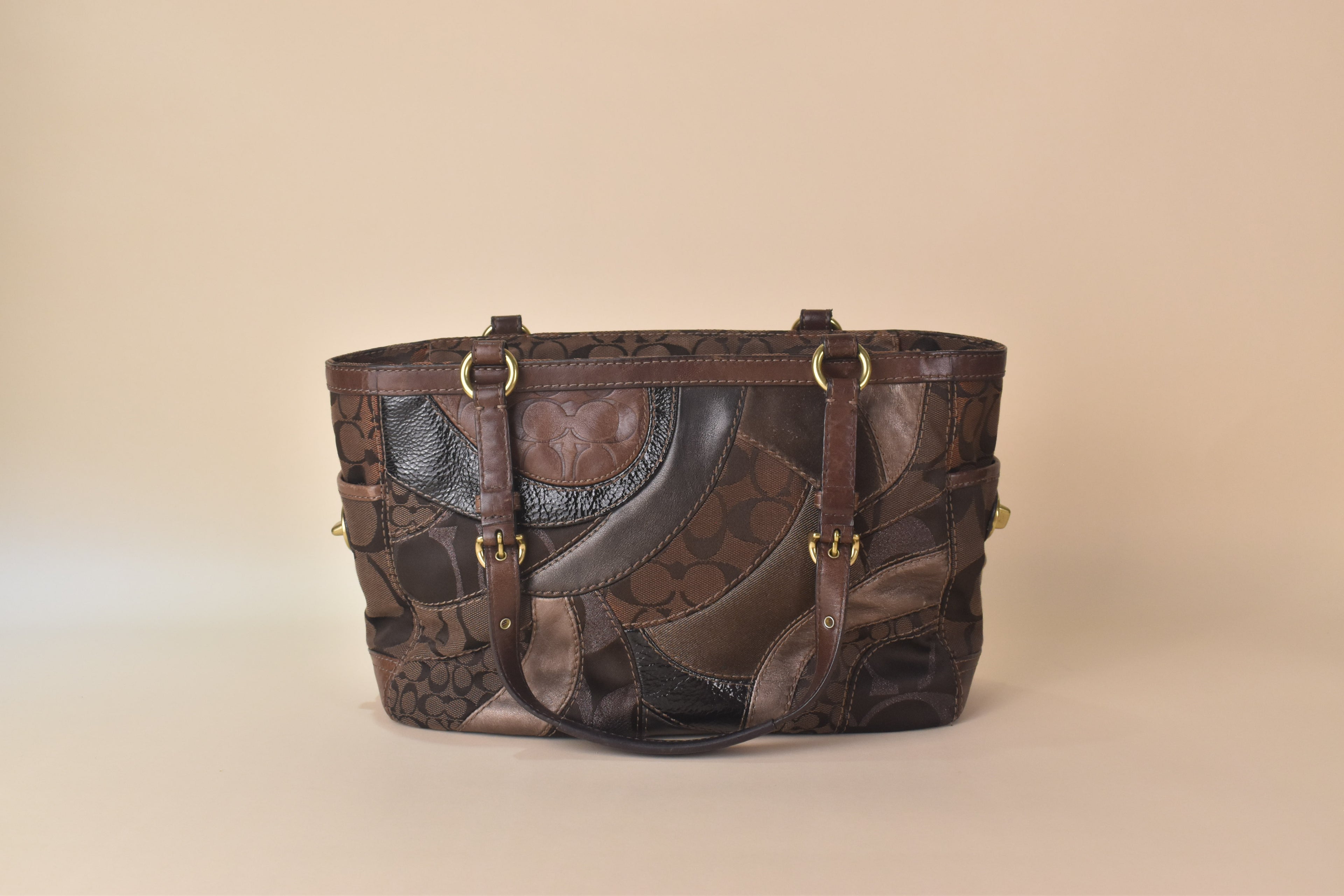 Coach Signature Turnlock Patchwork Tote – Choco Brown