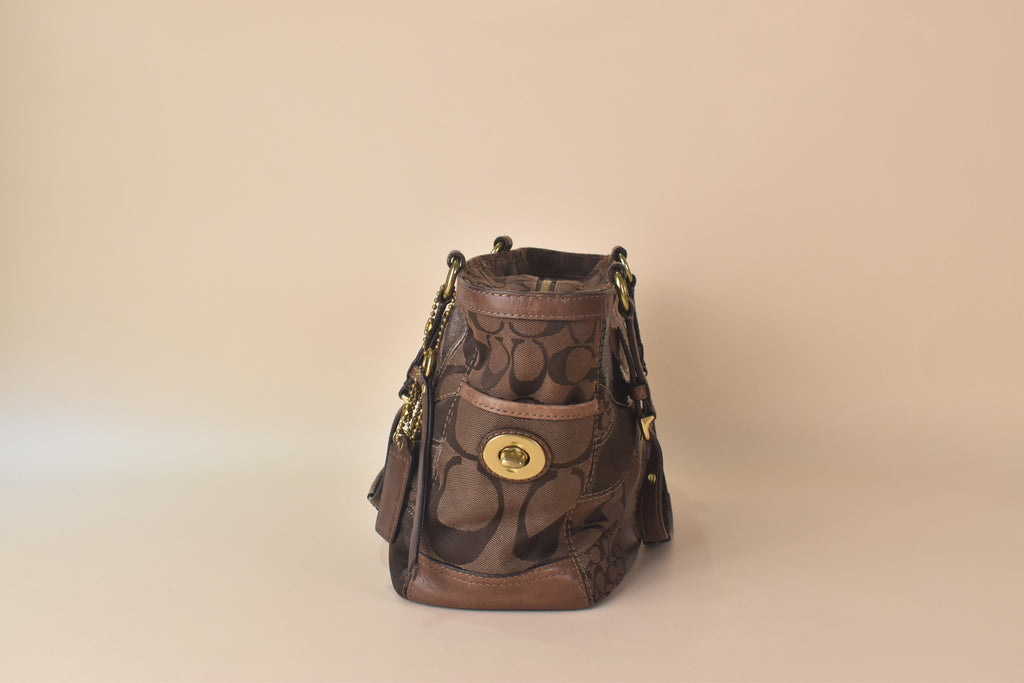 Coach Signature Turnlock Patchwork Tote – Choco Brown