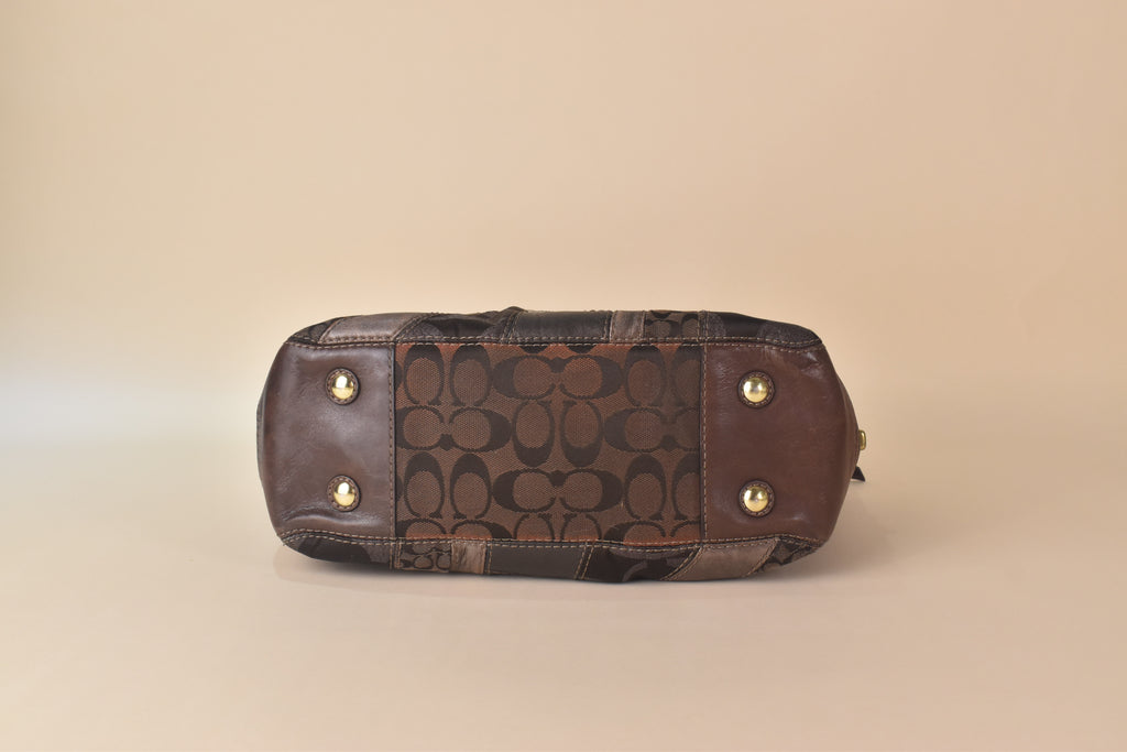 Coach Signature Turnlock Patchwork Tote – Choco Brown