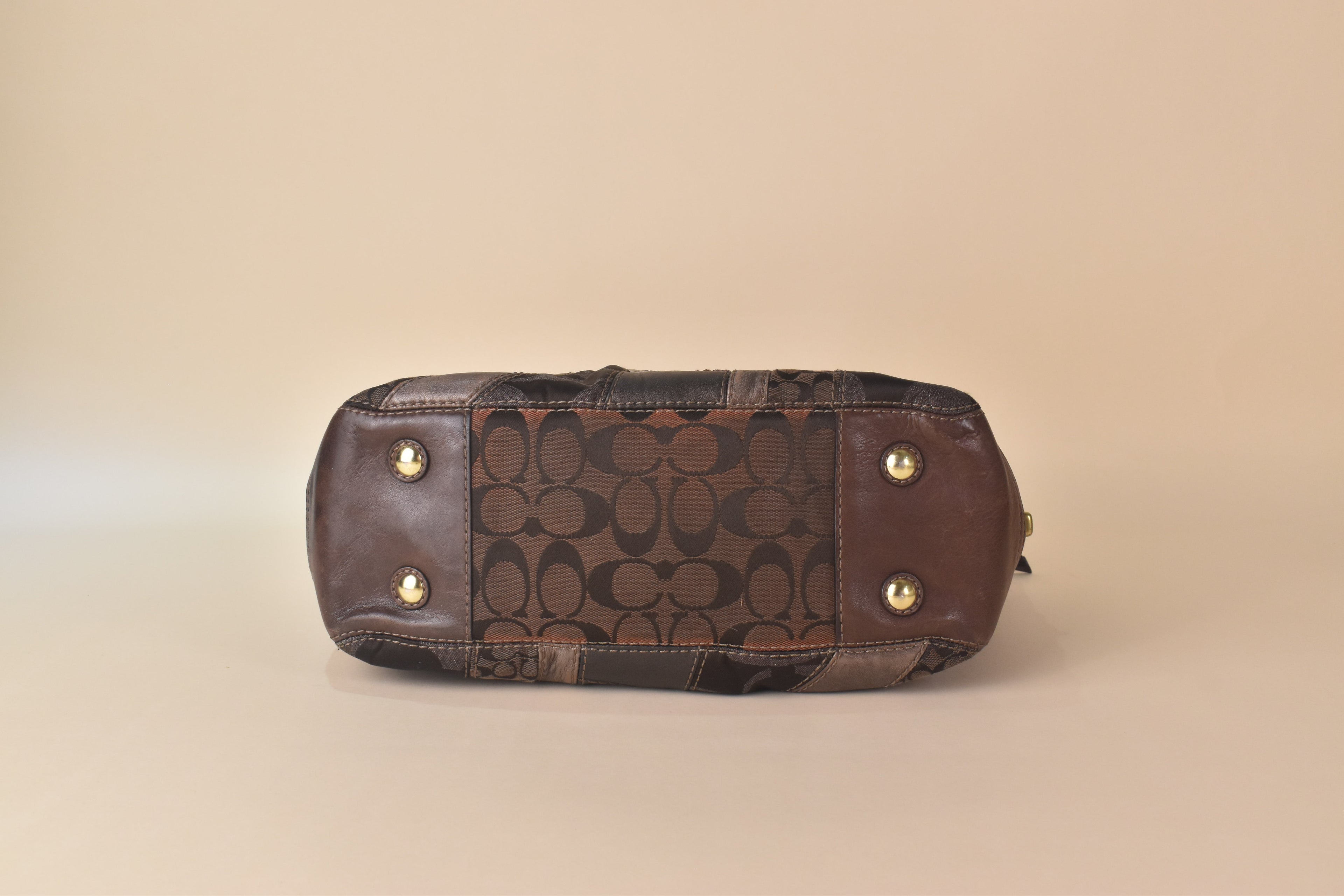 Coach Signature Turnlock Patchwork Tote – Choco Brown