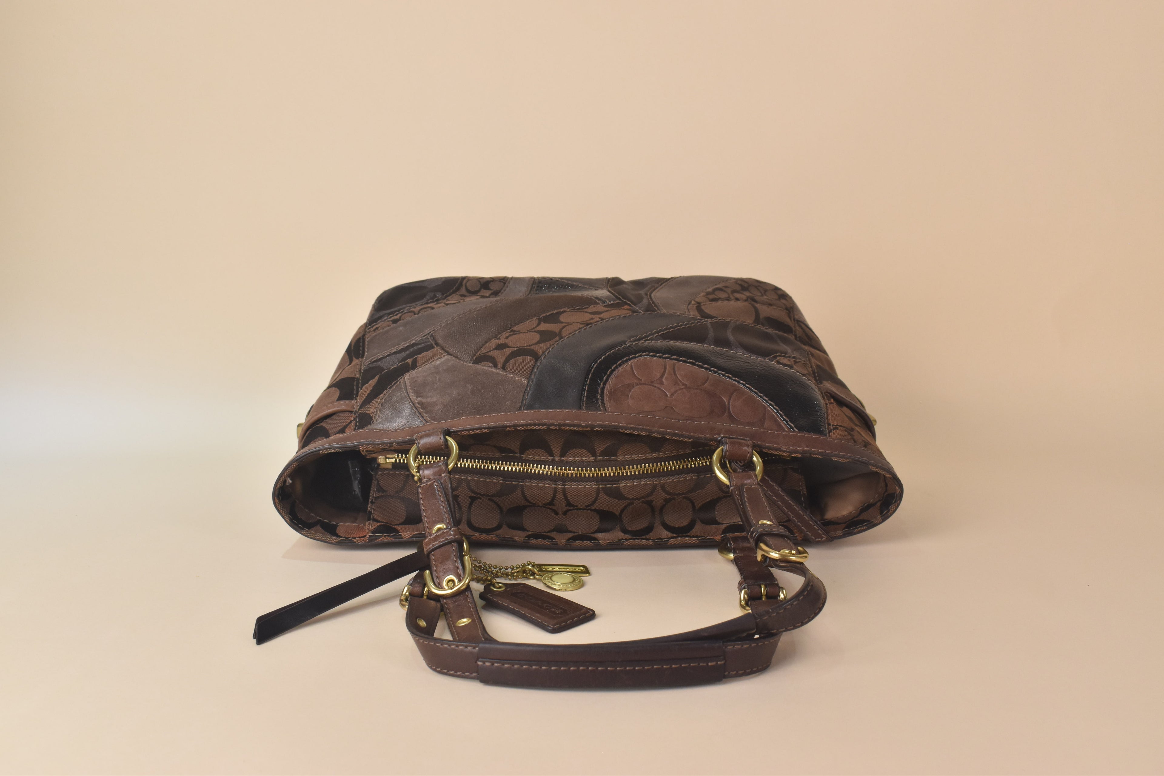 Coach Signature Turnlock Patchwork Tote – Choco Brown