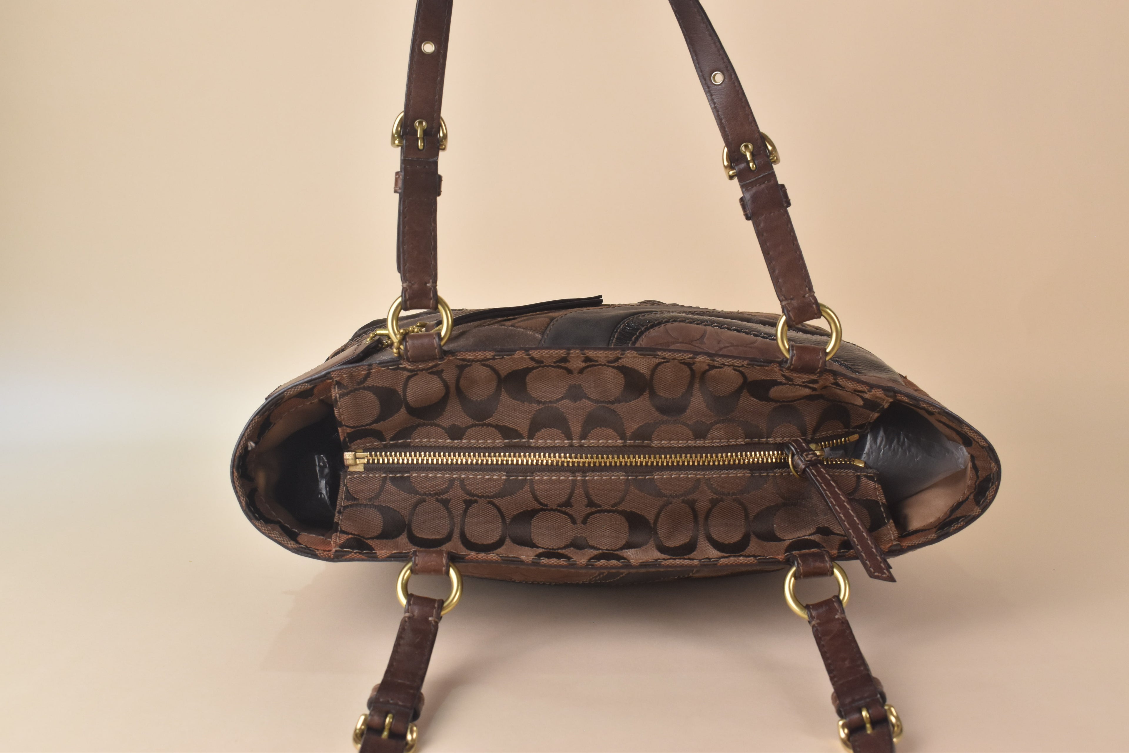 Coach Signature Turnlock Patchwork Tote – Choco Brown