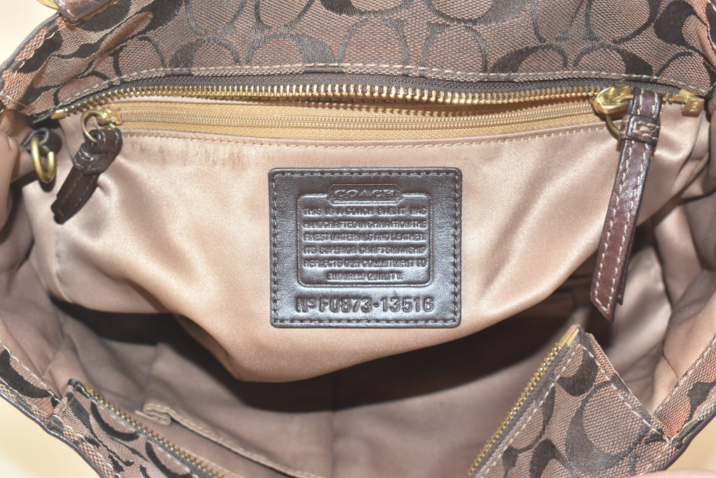 Coach Signature Turnlock Patchwork Tote – Choco Brown