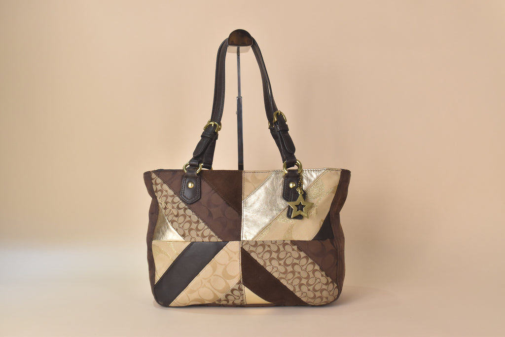Coach Signature Patchwork Tote – Brown/Gold/Multi