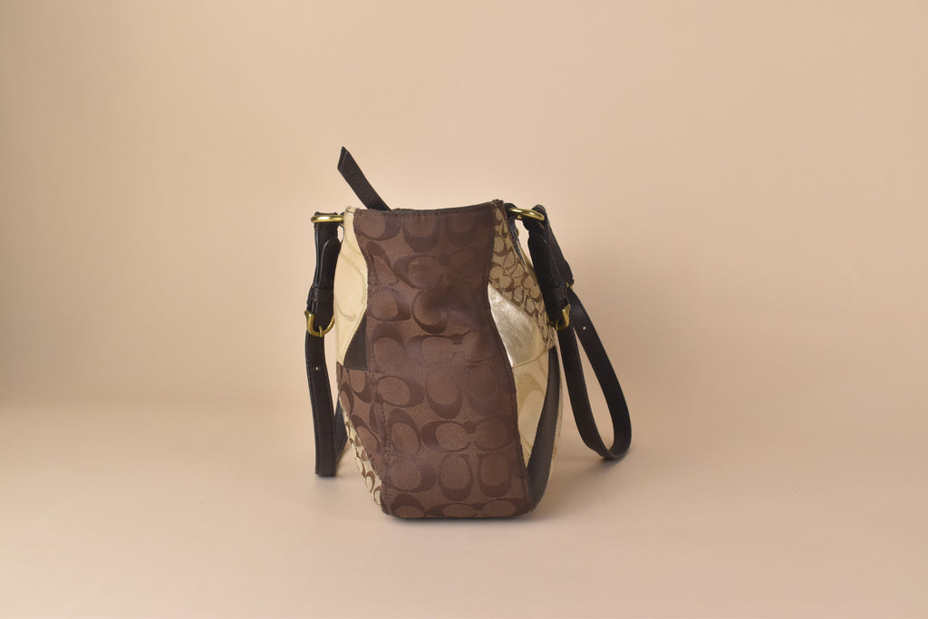 Coach Signature Patchwork Tote – Brown/Gold/Multi
