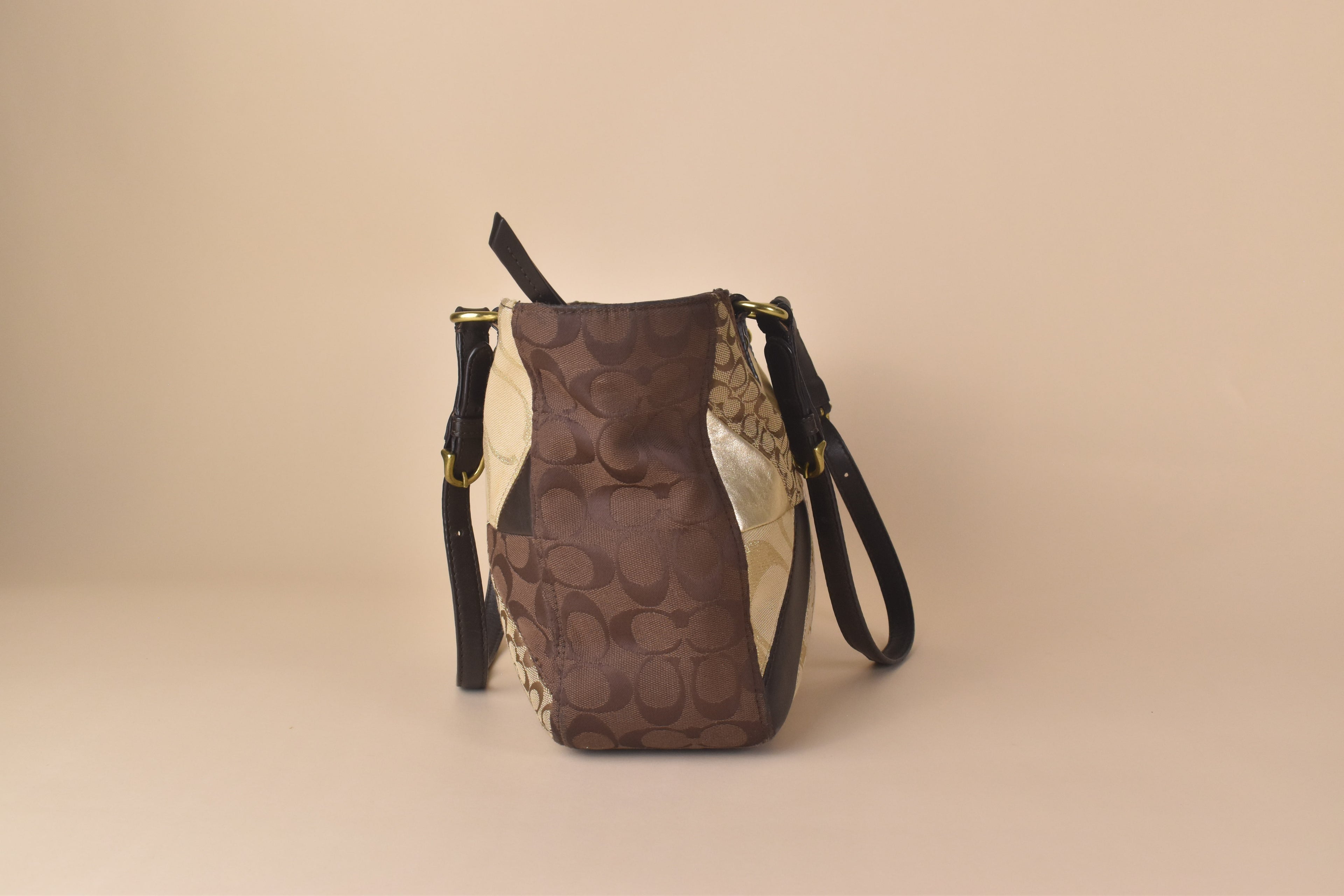 Coach Signature Patchwork Tote – Brown/Gold/Multi
