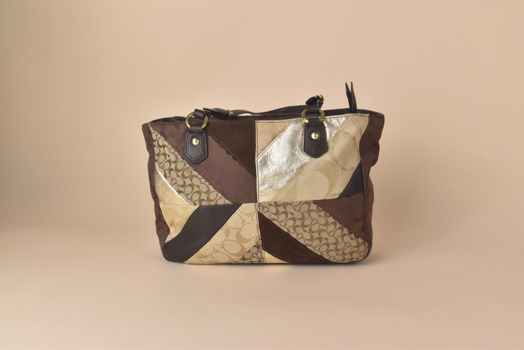 Coach Signature Patchwork Tote – Brown/Gold/Multi
