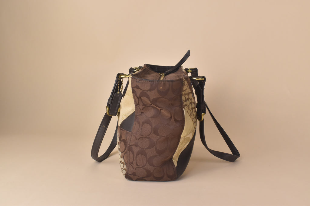 Coach Signature Patchwork Tote – Brown/Gold/Multi