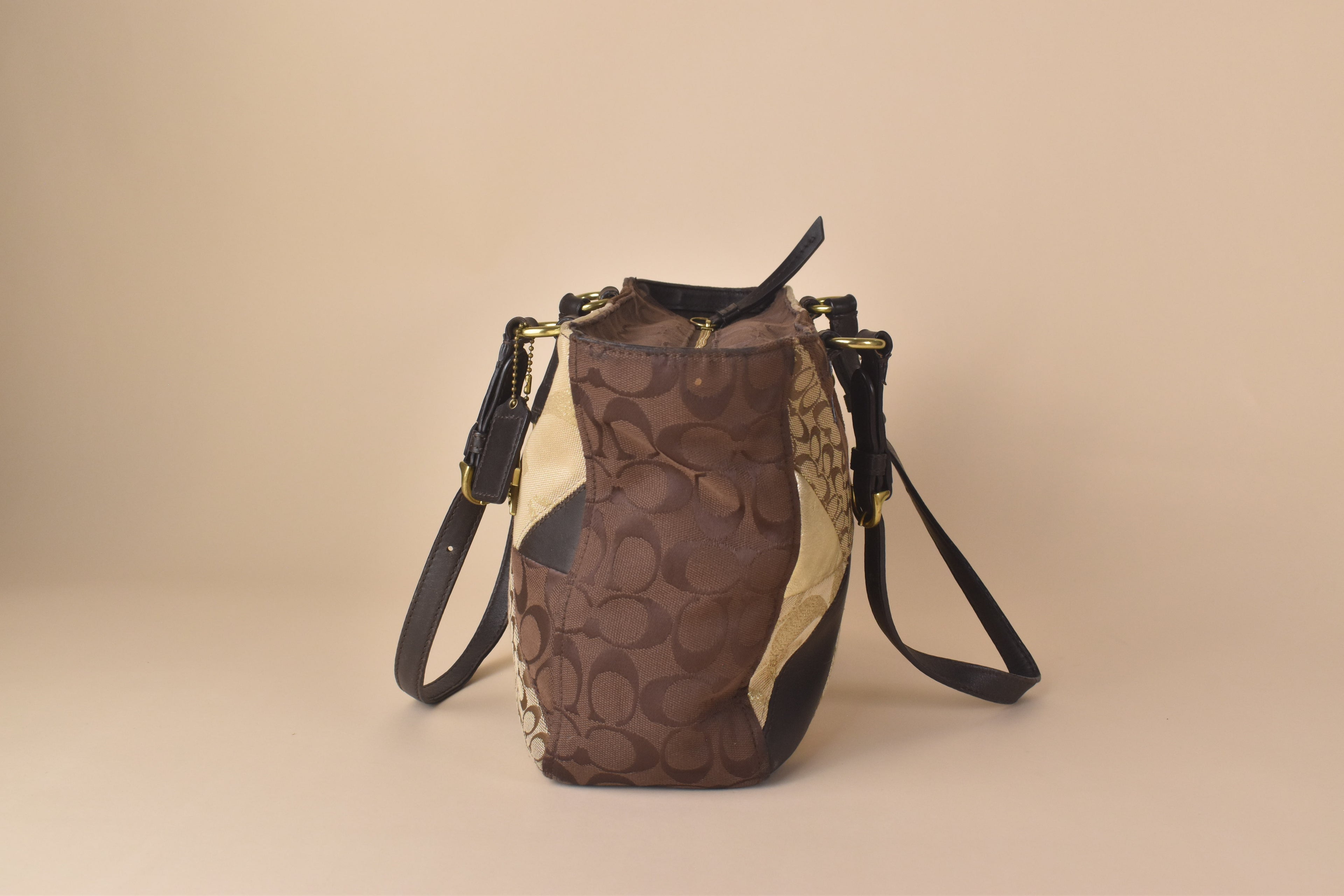 Coach Signature Patchwork Tote – Brown/Gold/Multi
