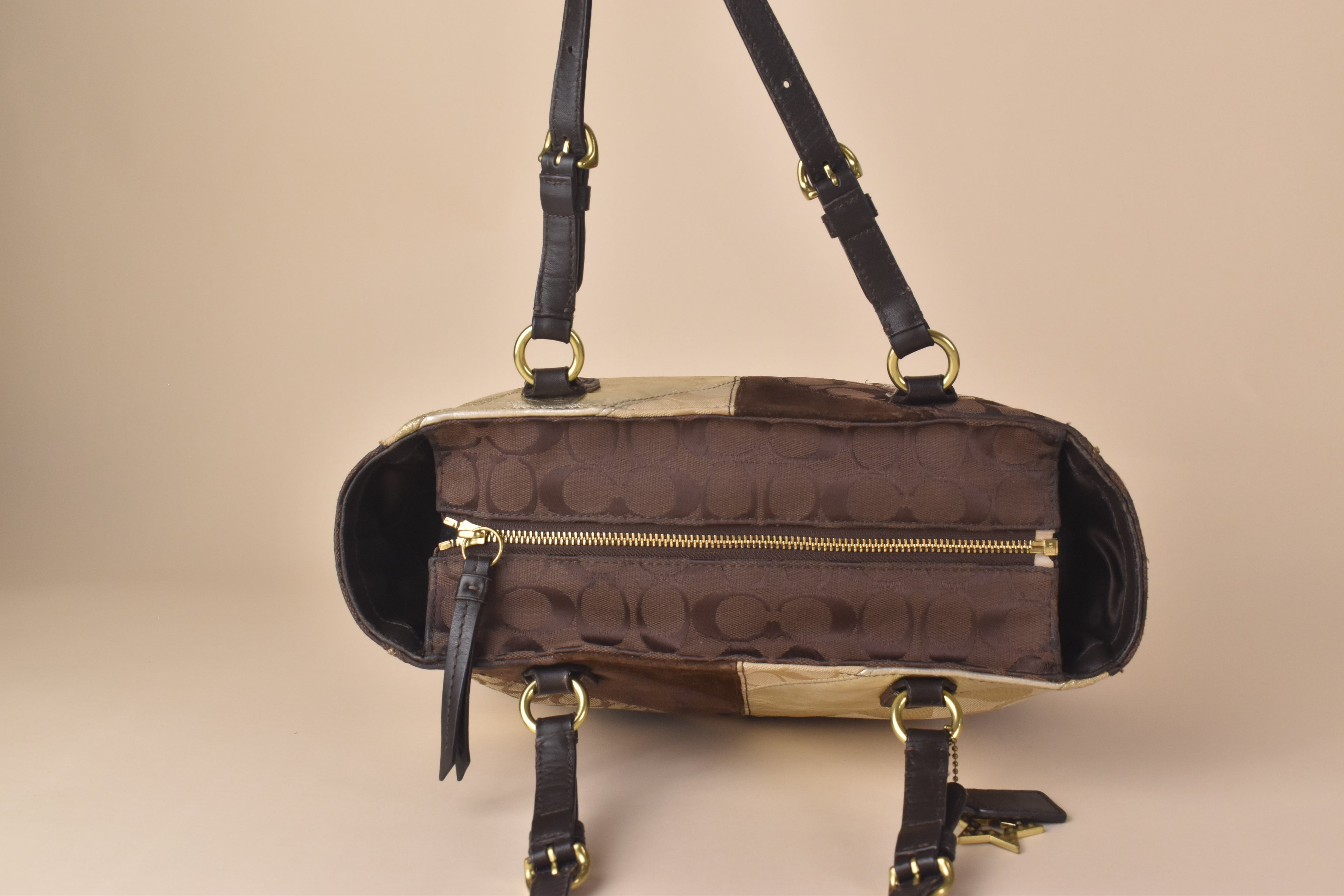 Coach Signature Patchwork Tote – Brown/Gold/Multi