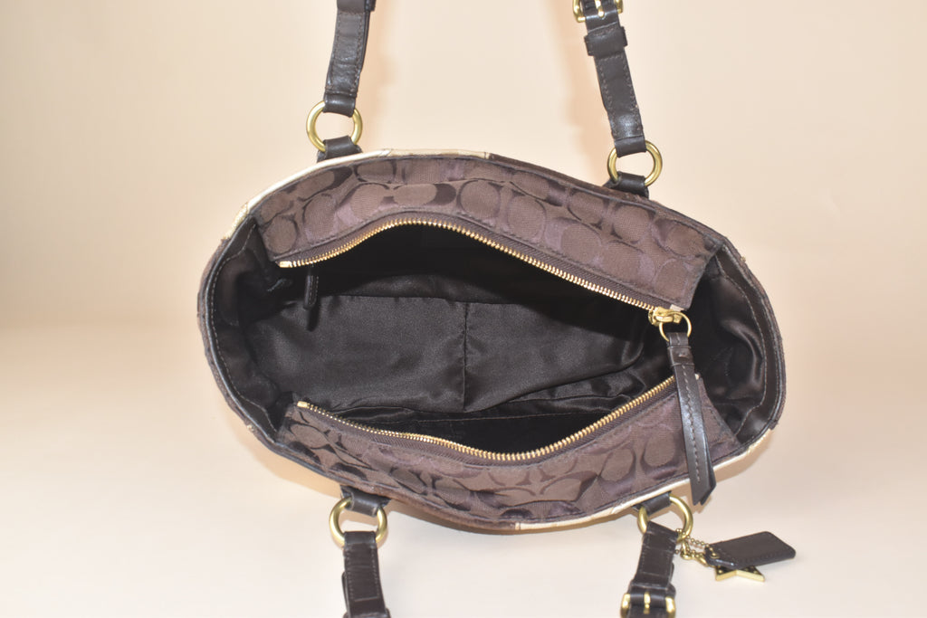 Coach Signature Patchwork Tote – Brown/Gold/Multi