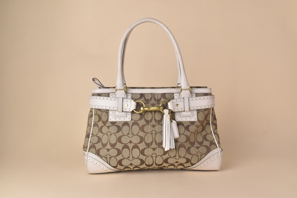 Coach Signature Hampton Carryall – Khaki/White