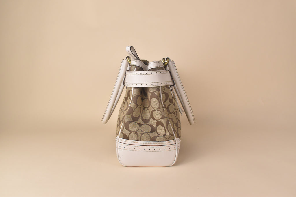 Coach Signature Hampton Carryall – Khaki/White