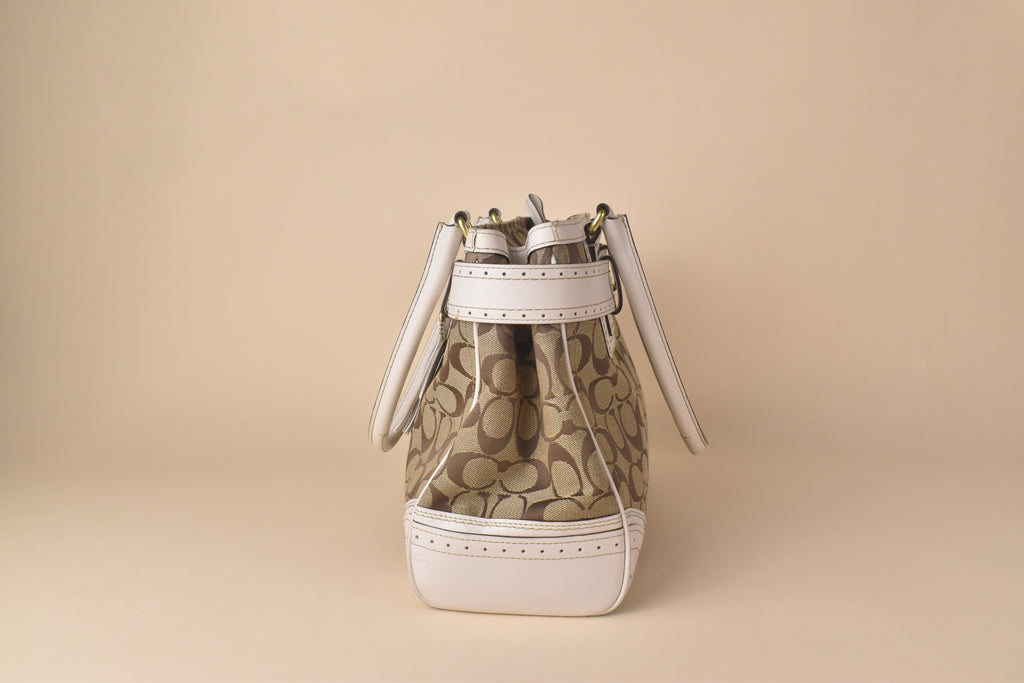 Coach Signature Hampton Carryall – Khaki/White