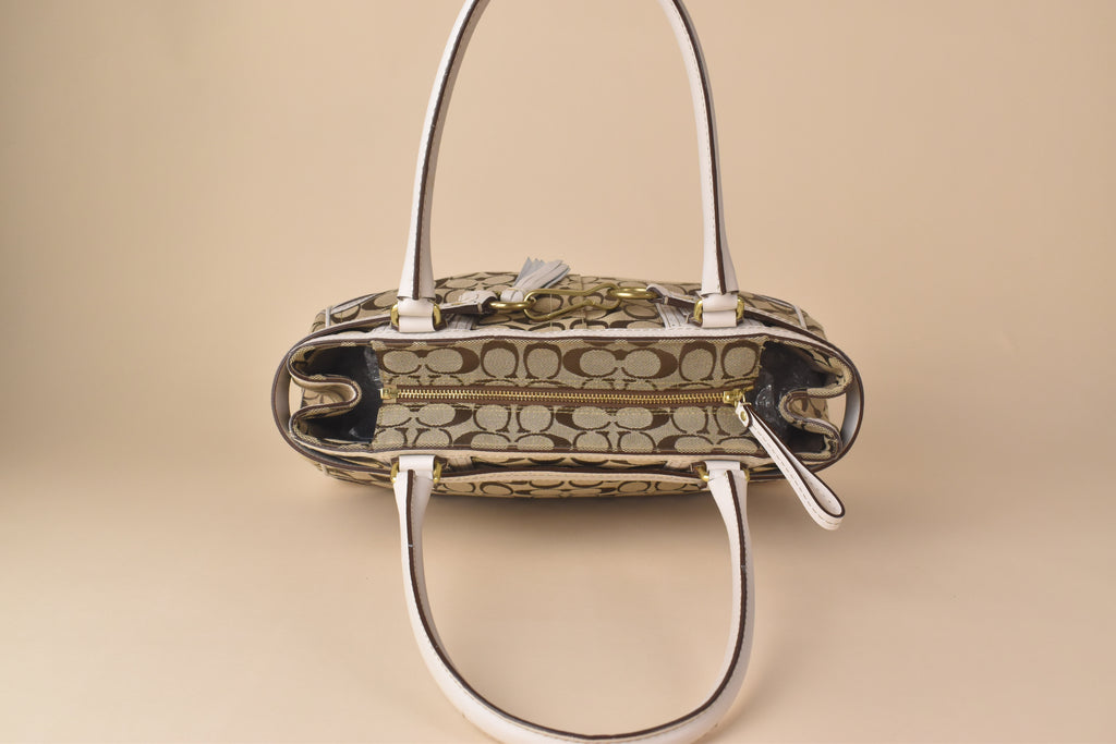 Coach Signature Hampton Carryall – Khaki/White