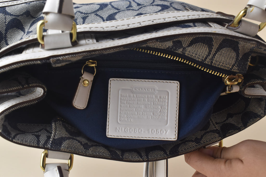 Coach Signature Hampton Carryall – Blue/White