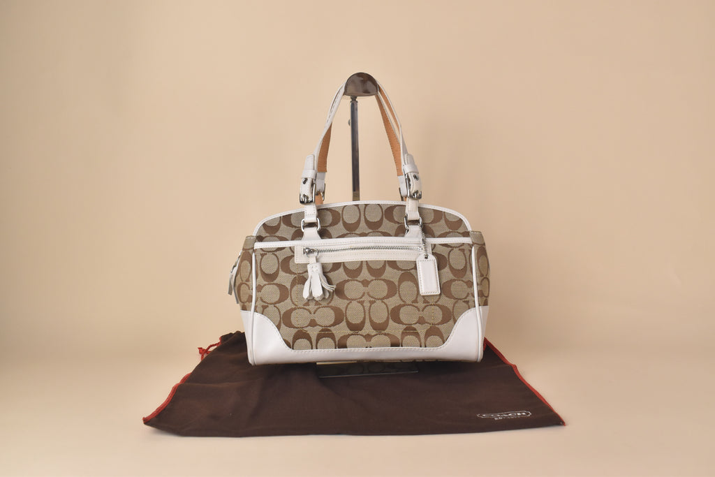 Coach Signature Satchel/Doctor's Bag – Khaki/White