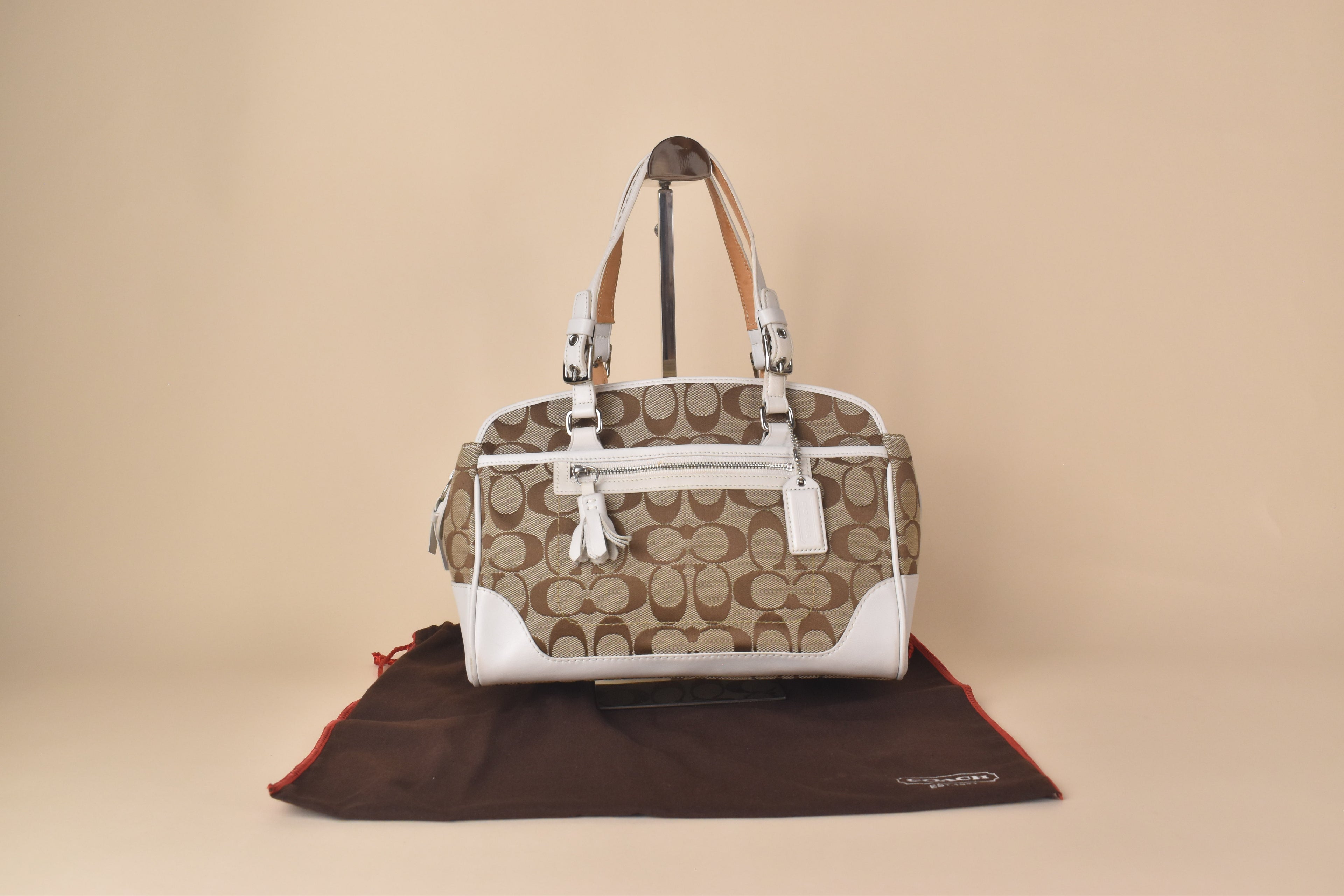 Coach Signature Satchel/Doctor's Bag – Khaki/White