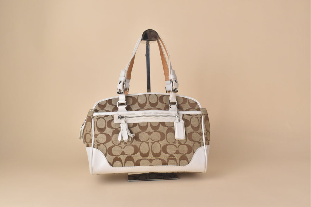 Coach Signature Satchel/Doctor's Bag – Khaki/White
