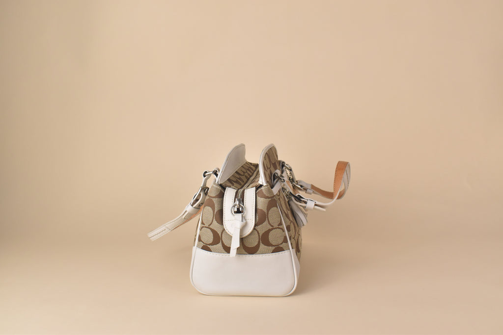 Coach Signature Satchel/Doctor's Bag – Khaki/White