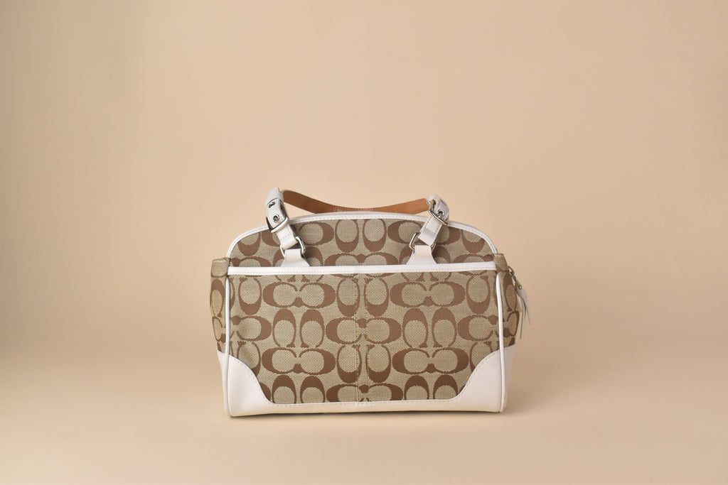 Coach Signature Satchel/Doctor's Bag – Khaki/White