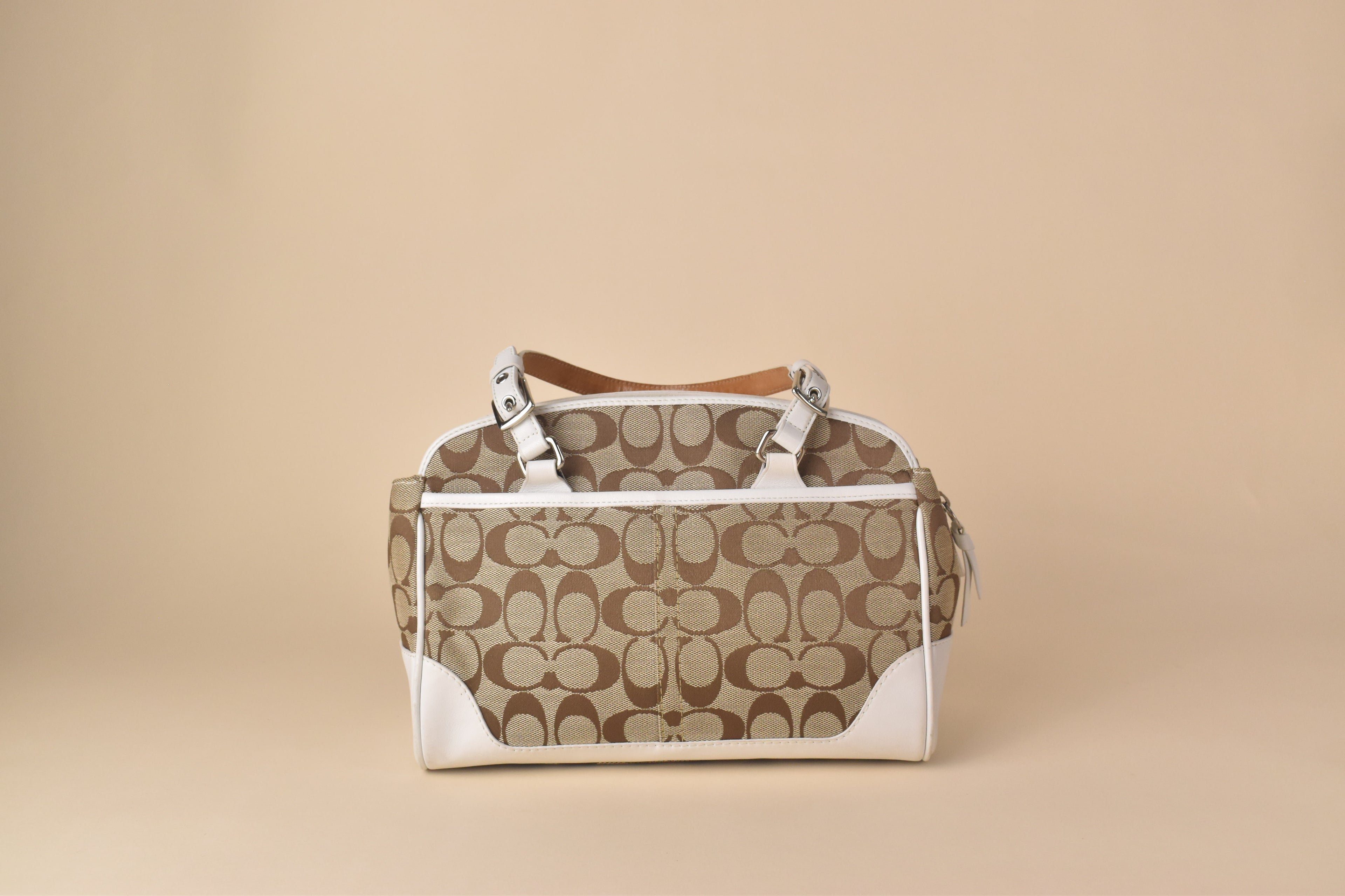 Coach Signature Satchel/Doctor's Bag – Khaki/White