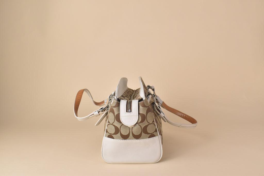 Coach Signature Satchel/Doctor's Bag – Khaki/White