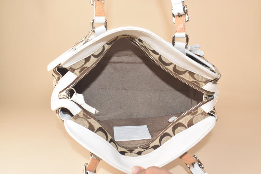 Coach Signature Satchel/Doctor's Bag – Khaki/White