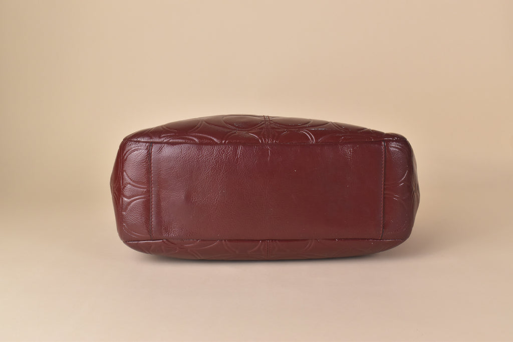 Coach Embossed Patent Tote – Burgundy/Wine