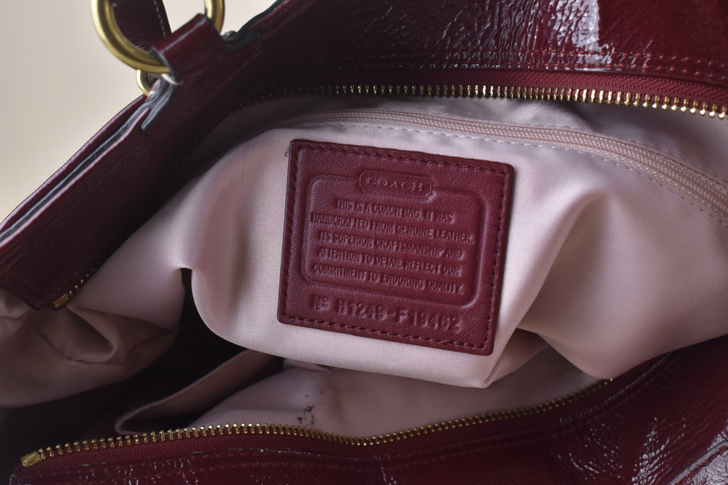 Coach Embossed Patent Tote – Burgundy/Wine