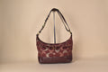 Coach Signature Lurex Convertible Hobo – Burgundy Metallic